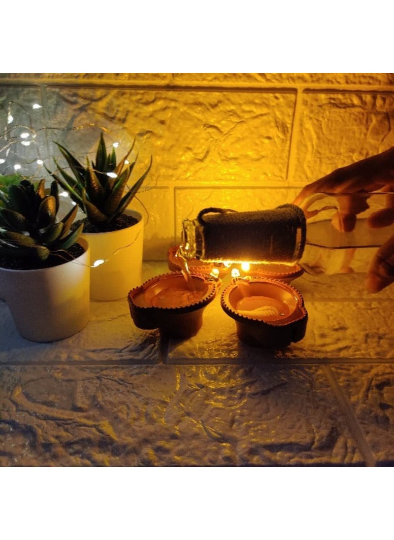 K.B.SALES KBSALES Water Sensor Diya Lights Electric Flameless Smokeless LED Diyas EcoFriendly Led Diyas Candle EDiya Warm Ambient Lights for Home Decor Diwali Festivals Decoration Pack of_ 6  - Image 3