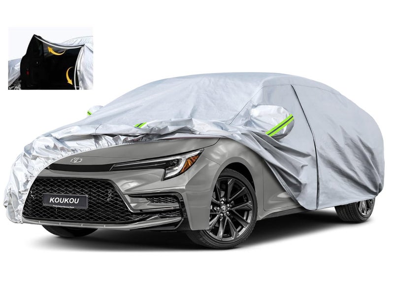 KouKou Oxford Car Cover Waterproof All Weather for Automobiles Fit Sedan Toyota Corolla Hyundai Elantra Mazda 3 Nissan Sentra BMW 3 Series Lexus IS250etc 185 X 70 X 59 inch