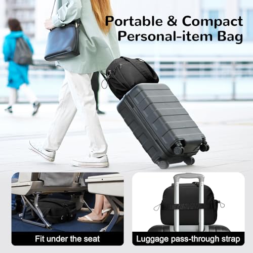 Outplea 20L Puffer Gym Bag for Women Girls, Small Weekender Overnight Work Tote Bag, Mini Personal Item Carry on Travel Duffle Bags for Airplane, Small Yoga Dance Bags, Black - Image 3