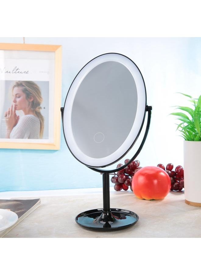 NIBEMINENT LED Students Portable Desktop Cosmetic Mirror Touch Switch Three Colors Makeup Mirror Black  - Image 4
