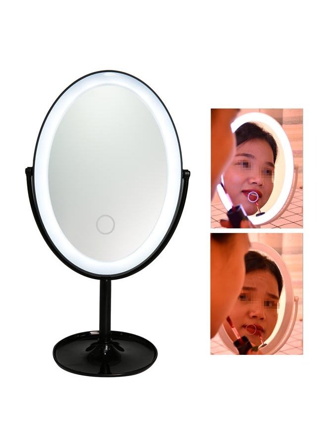 NIBEMINENT LED Students Portable Desktop Cosmetic Mirror Touch Switch Three Colors Makeup Mirror Black  - Image 5
