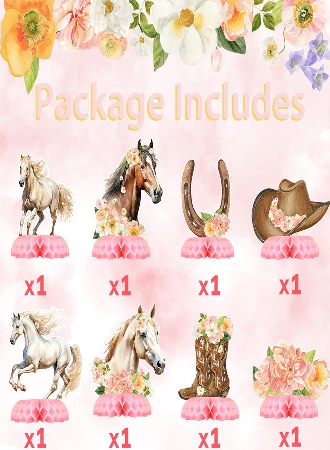 آوتيجو مجموعة زينة طاولة حفلات Outego Girl Horse - زينة عيد ميلاد للبنات على شكل خلية نحل وزينة طاولة على شكل حصان لحفلات أعياد ميلاد الأطفال وحفلات استقبال المولود الجديد ذات الطابع الحصاني - Image 2