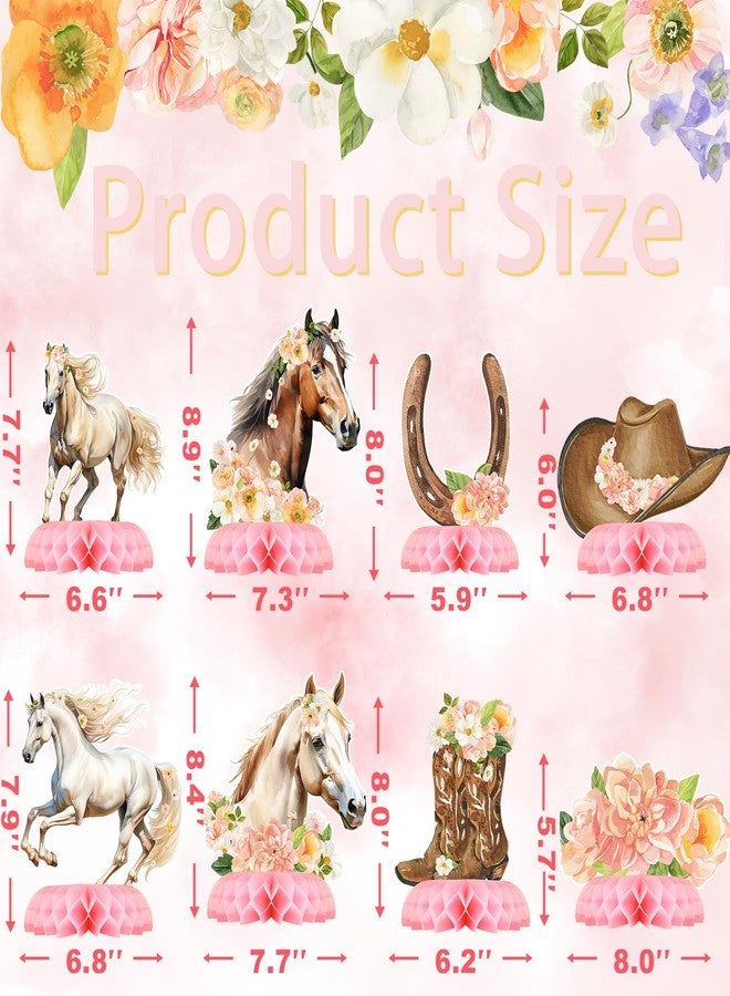 آوتيجو مجموعة زينة طاولة حفلات Outego Girl Horse - زينة عيد ميلاد للبنات على شكل خلية نحل وزينة طاولة على شكل حصان لحفلات أعياد ميلاد الأطفال وحفلات استقبال المولود الجديد ذات الطابع الحصاني - Image 3