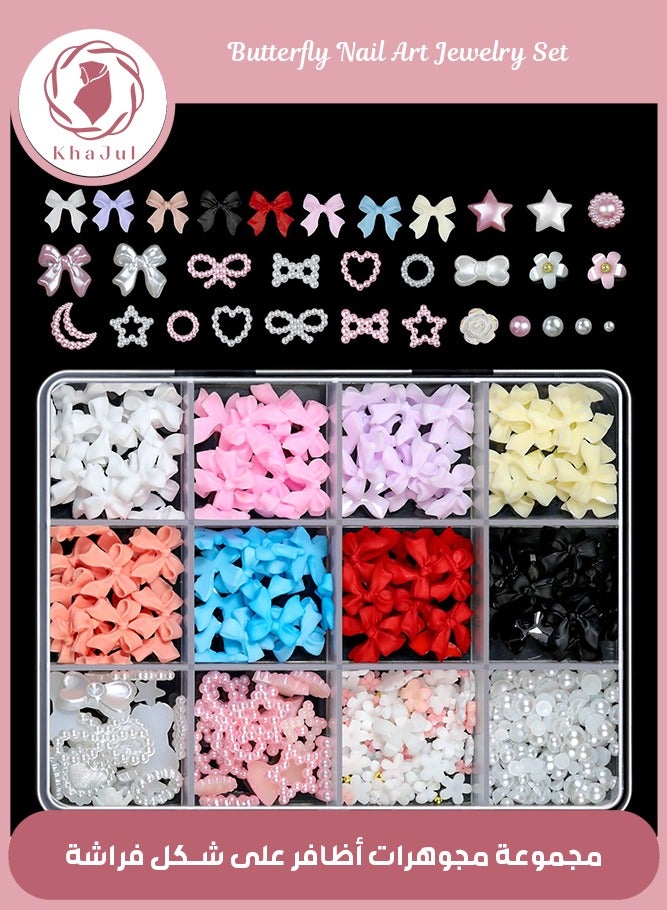 KHAJUL 1 Set Butterfly Nail Art Decorations Kit Colorful Resin Designs Easy Apply for DIY Nail Enthusiasts and Professionals - Image 1