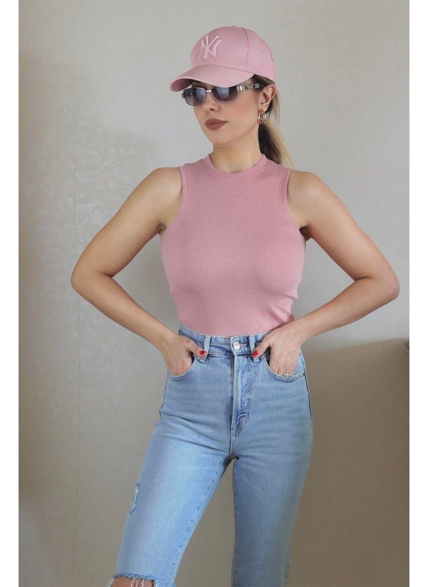 Ritnice - Women's Thin Ribbed Dusty Rose Cotton Undershirt - Image 1