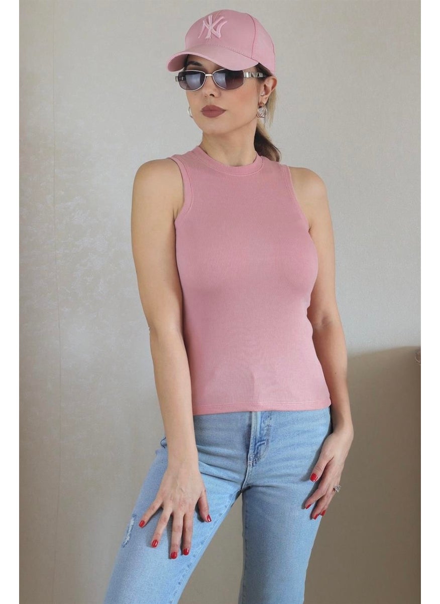Ritnice - Women's Thin Ribbed Dusty Rose Cotton Undershirt - Image 1