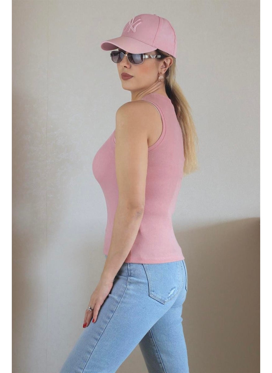 Ritnice - Women's Thin Ribbed Dusty Rose Cotton Undershirt - Image 1