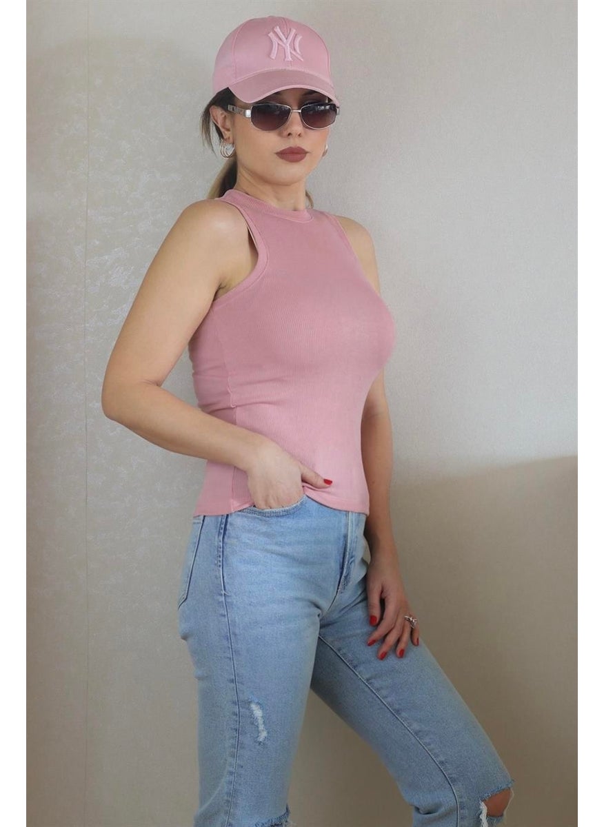 Ritnice - Women's Thin Ribbed Dusty Rose Cotton Undershirt - Image 1
