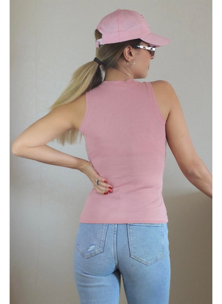 Ritnice - Women's Thin Ribbed Dusty Rose Cotton Undershirt - Image 1