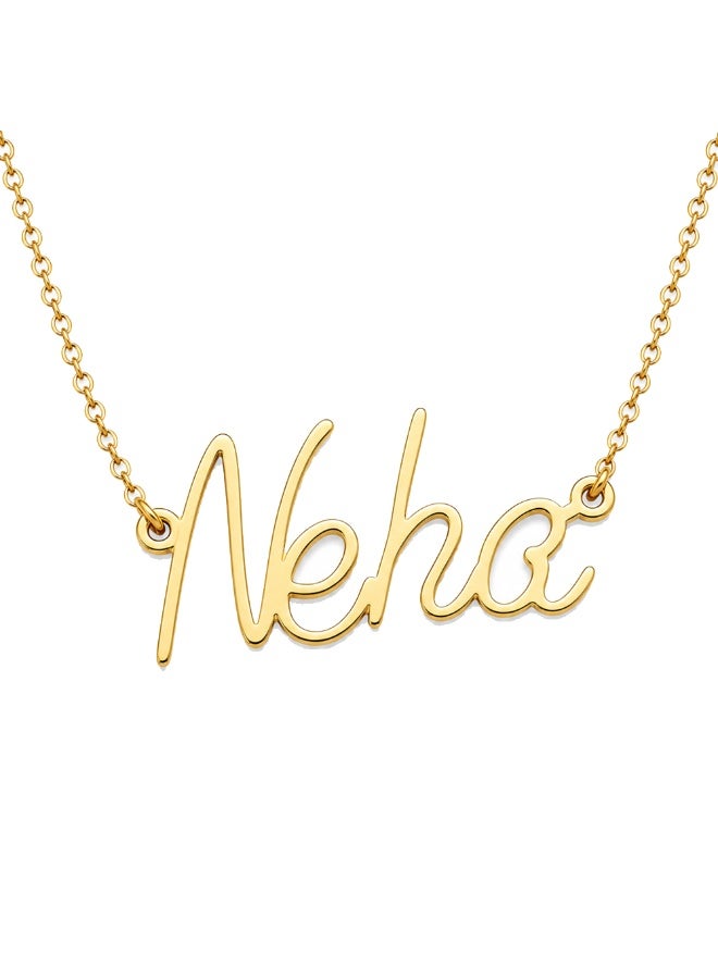 نينوش قلادة الاسم النسائية | سلسلة بقلادة على شكل حرف إنجليزي (45 سم) | مجوهرات بلون ذهبي للنساء | هدية لها، هدية عيد ميلاد، هدية عيد الحب - Image 1