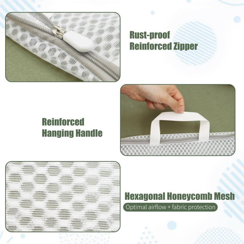 حزمة من 4 أكياس غسيل بخطوط 3D من YelaJoy مع مقابض علوية، متوفرة بأحجام S/M/L/XL، أكياس غسيل مزودة بسحاب متينة للأشياء الرقيقة، الأحذية، والملابس الكثيفة - Image 4