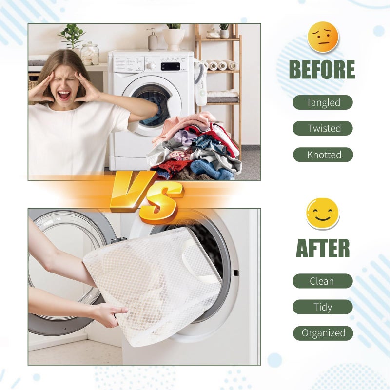 حزمة من 4 أكياس غسيل بخطوط 3D من YelaJoy مع مقابض علوية، متوفرة بأحجام S/M/L/XL، أكياس غسيل مزودة بسحاب متينة للأشياء الرقيقة، الأحذية، والملابس الكثيفة - Image 5