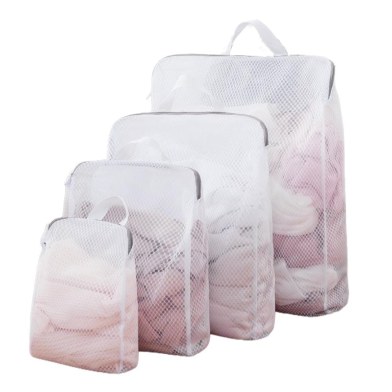 حزمة من 4 أكياس غسيل بخطوط 3D من YelaJoy مع مقابض علوية، متوفرة بأحجام S/M/L/XL، أكياس غسيل مزودة بسحاب متينة للأشياء الرقيقة، الأحذية، والملابس الكثيفة - Image 1