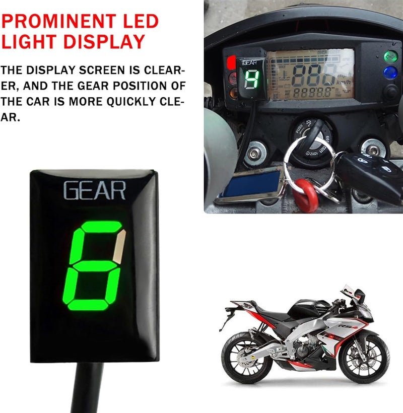 QASULER Motorcycle Gear Display Indicator - Green Bracket - Image 5