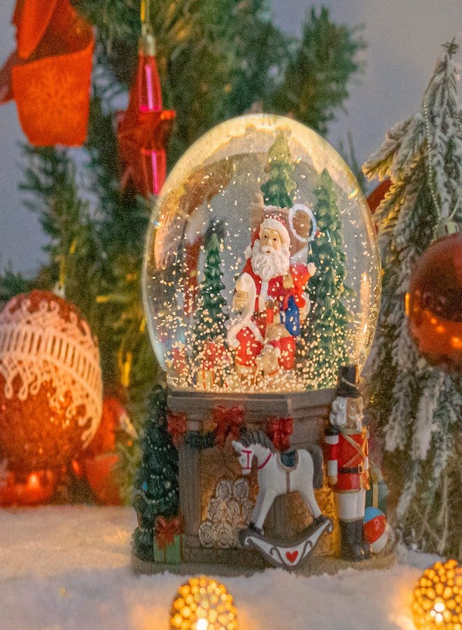 زينة عيد الميلاد المضيئة على شكل كرة ثلجية، سانتا مع الهدايا، الحصان الأبيض، كسارة البندق الموسيقية مع رقاقات ثلجية لامعة متلألئة، ديكور منزلي لطاولة عيد الميلاد - Image 2