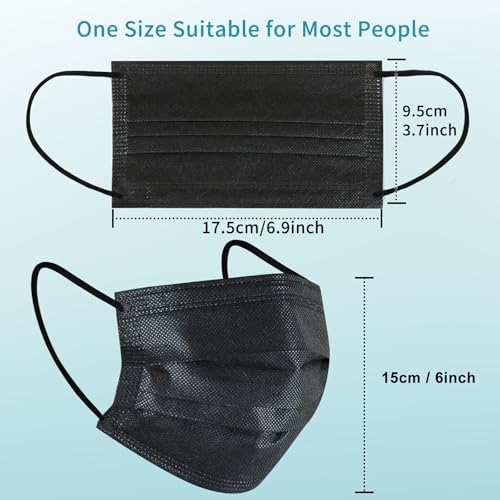 akgk 100Pcs Disposable Face Masks, Black Face Mask, 3 Ply Disposable Mask - Image 5