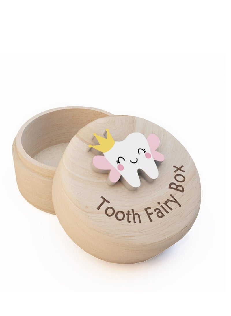KASTWAVE Cute Carved Wooden Box, Kids Tooth Storage, Tooth Fairy Box for Boys and Girls Wooden Baby Teeth Fairy Holder, Stores Lost Teeth for Kids for Lost Teeth Baby Shower Birthday Gift - Image 1