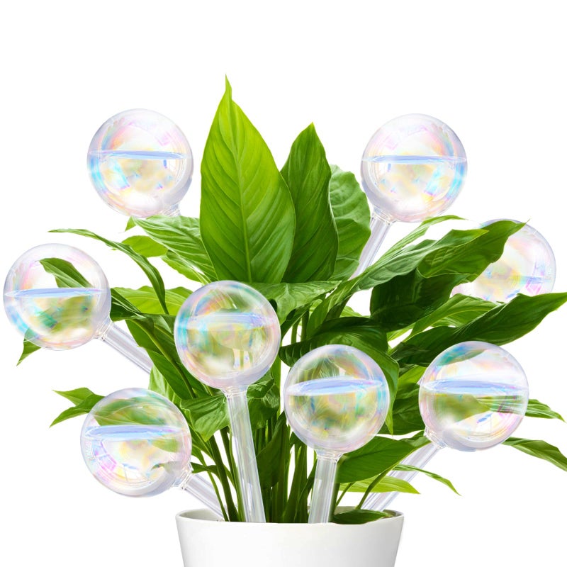 Pynqdfu 8 Pcs Plant Watering Globes,Glass Rainbow Gradient Plant Watering Globes,Self Watering Planter Insert,Automatic Plant Watering Devices for Indoor Outdoor,Flowerpot,Hanging Plants,Home Garden - Image 1
