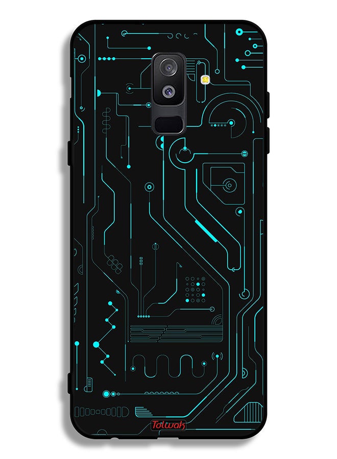 Tolwak Samsung Galaxy A6 Plus (2018) Protective Case Cover Digital Art Circuits Minimalism Multiple Display - Image 1
