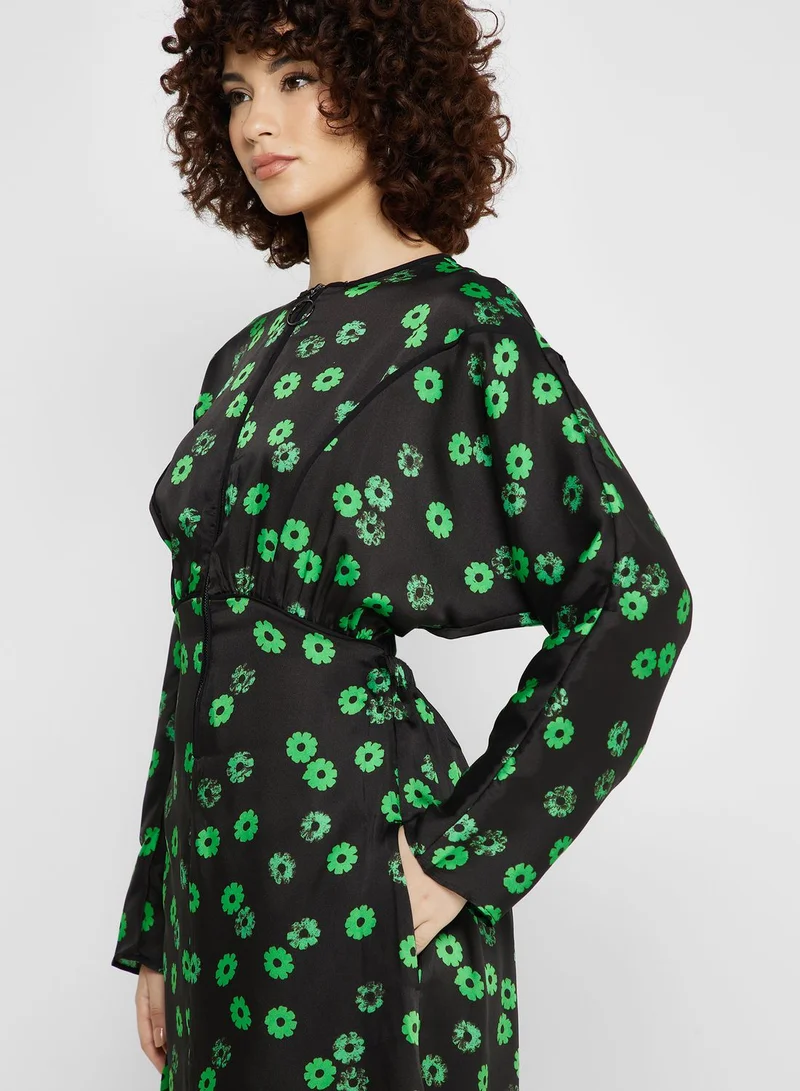 TOPSHOP Floral Print Midi Dress