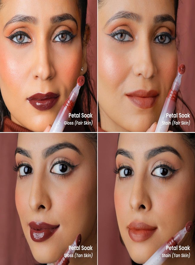 LAMIOR Hydrating Lip Gloss Stain - Combo of 3 | 2-in-1 Ultra Glossy Shine & Long-Lasting Lip Tint | Peptide & Superfood Infused | Non-Sticky, Lightweight, High Pigment, Vegan & Cruelty Free - Image 4
