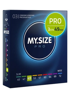 My Size Pro Ultra Thin Condoms 3 Pieces (49 Size) – Odorless, Long Lasting, Sustainable, Premium Quality for Maximum Comfort, Pleasure, and Sexual Health – Proper Fit Reduces Risks and Enhances Protection – Latex Men Condoms Available in Multiple Sizes (45 to 72)  - Image 1