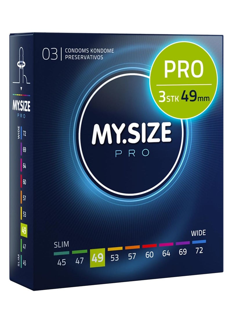 My Size Pro Ultra Thin Condoms 3 Pieces (49 Size) – Odorless, Long Lasting, Sustainable, Premium Quality for Maximum Comfort, Pleasure, and Sexual Health – Proper Fit Reduces Risks and Enhances Protection – Latex Men Condoms Available in Multiple Sizes (45 to 72)  - Image 1