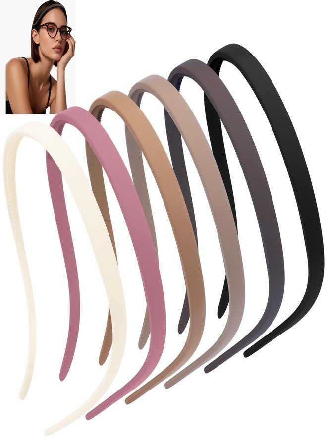 Hapdoo Sunglasses Headband for Women No Pressure Matte Non Slip Head Bands for Women’s Hair with Teeth, Comfortable Sun Glasses Headband 6PCS Thin Plastic Hairbands - Image 1