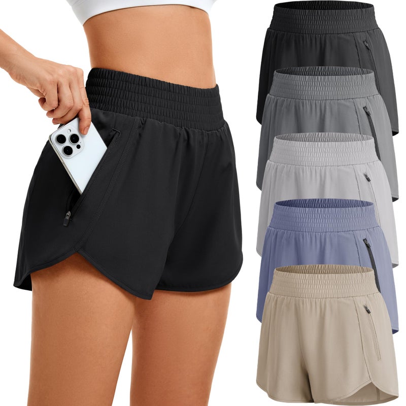 CE' CERDR Women's Athletic Workout Short High Waisted Elastic Running Shorts with Pockets for Gym Casual - Image 1