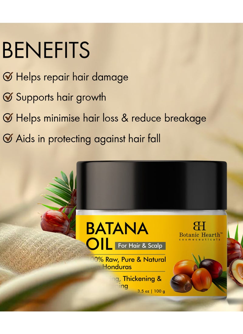 Botanic Hearth Botanic Hearth Batana Oil for Hair Growth | Batana Butter 100gm |Natural, Unrefined & Organic, Sourced from Honduras - Enhances Hair Thickness, Prevents Hair Loss, Repairs Damaged Hair for Men & Women  - Image 3