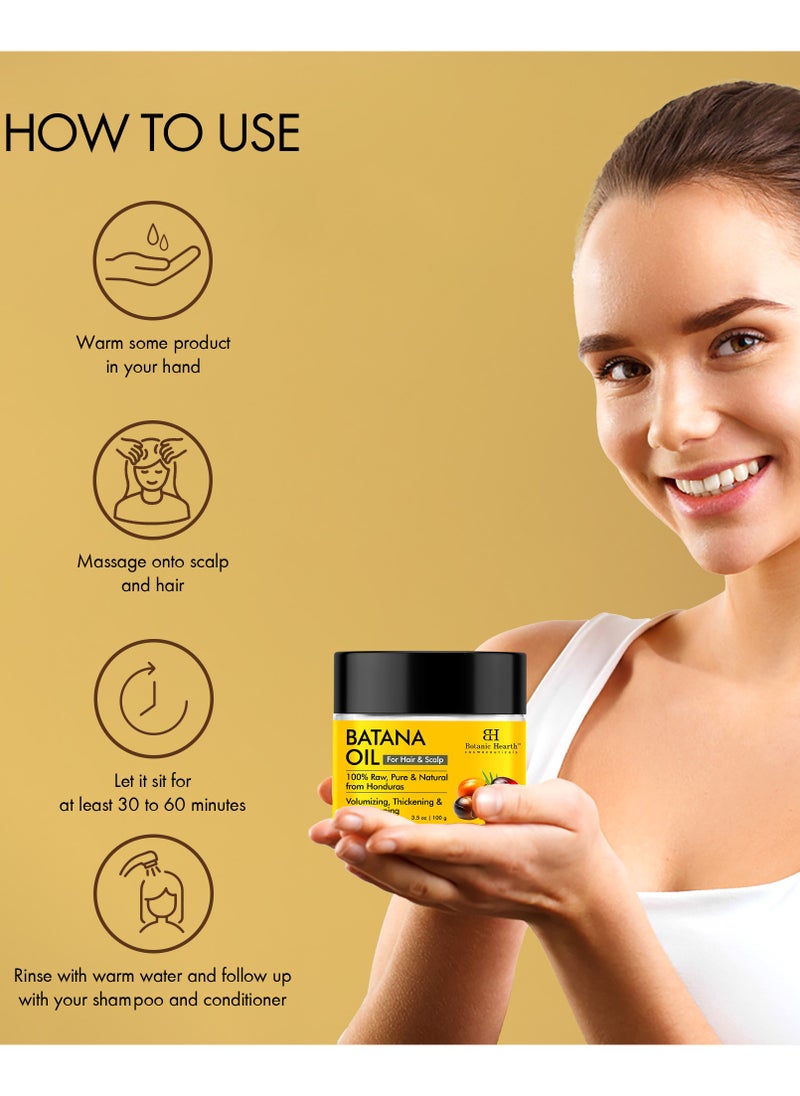 Botanic Hearth Botanic Hearth Batana Oil for Hair Growth | Batana Butter 100gm |Natural, Unrefined & Organic, Sourced from Honduras - Enhances Hair Thickness, Prevents Hair Loss, Repairs Damaged Hair for Men & Women  - Image 4