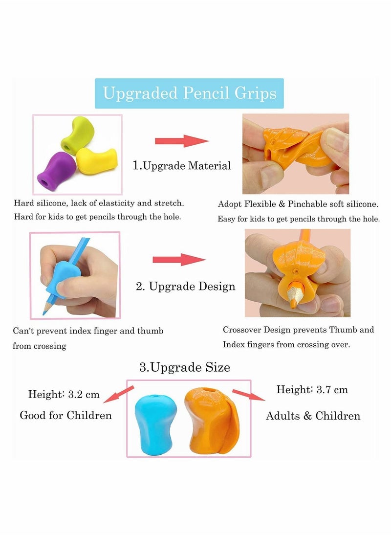 Y&D - Pencil Grips, Grips for Children Handwriting,Writing Aid Pen Grip Kids,Silicone Ergonomic Posture Correction Writing Tool Preschoolers, Adults, Lefty or Righty (Multicolor) - Image 1