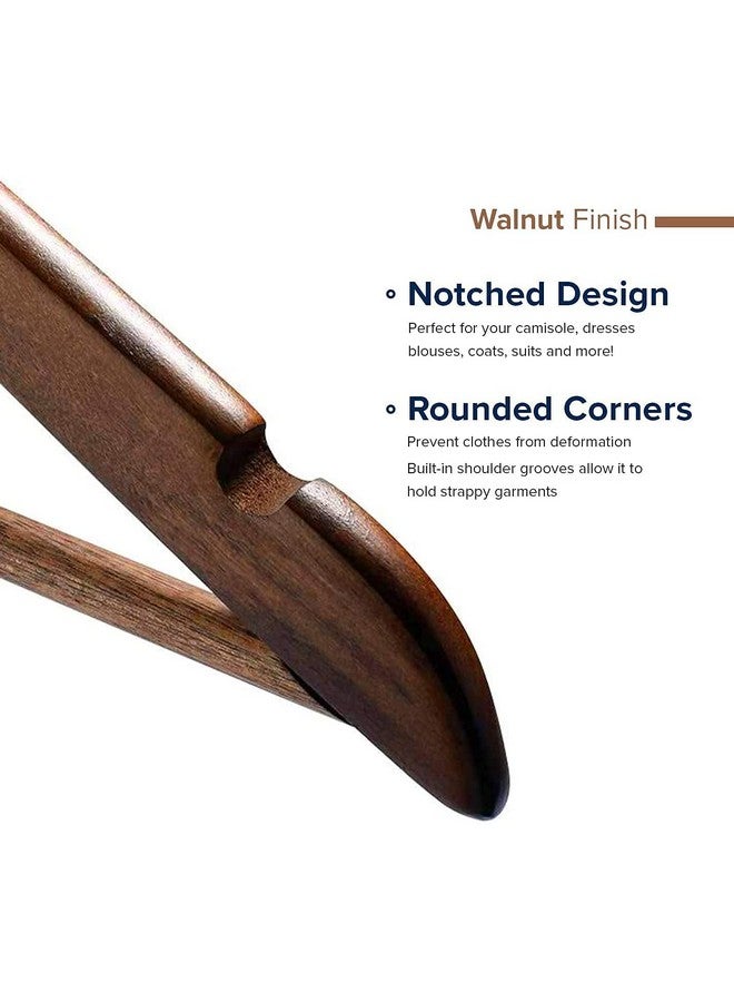 WHISKET - Premium Hangers for Wardrobe,Slim Coat Hanger - Suit Hangers with 360-Degree Rotatable Hook Wood Hangers with Shoulder Grooves -Smooth Finish Wood Hangers (Walnut) [Pack of 12] - Image 2