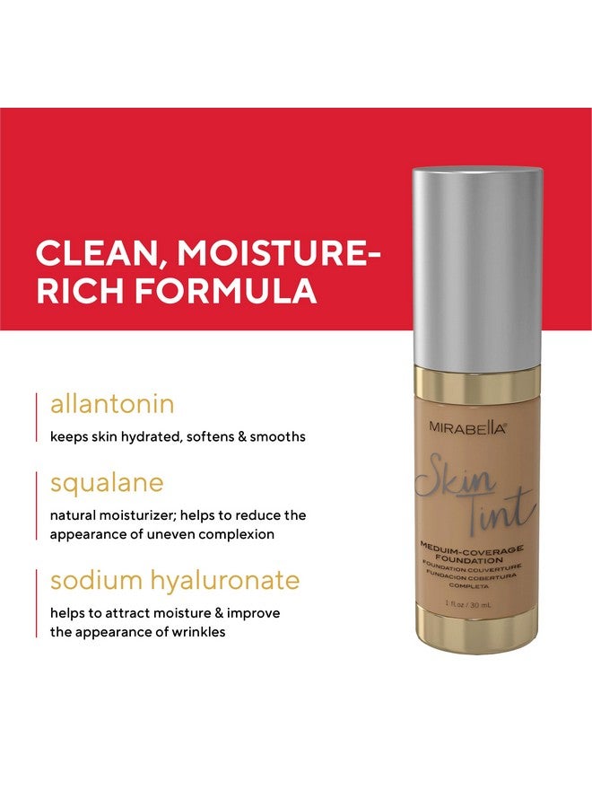 Mirabella Skin Tint Creme Liquid Foundation Makeup, Oil-Free Mineral Foundation For Medium Coverage - W/Hyaluronic Acid, Squalane, & Allantoin For All Skin Types - Iin Neutral - Image 5