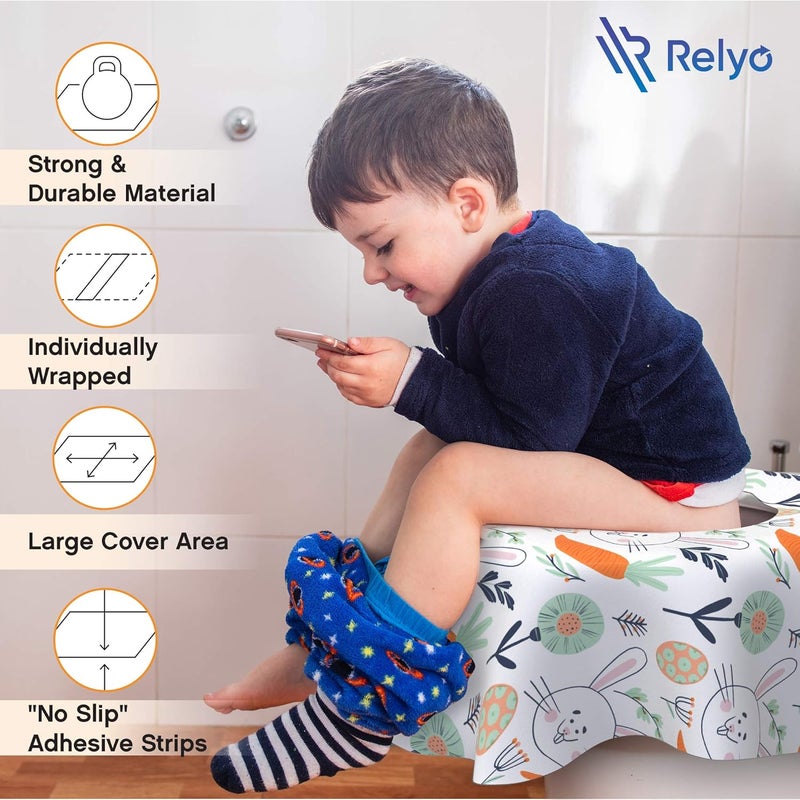 Relyo Disposable Toilet Seat Cover for Travel – 20 Pack with Covers Wrapped in Sets of 2, Non-Flushable Liners, Fits Most Seats – Kids, Toddlers, Adults - Image 5