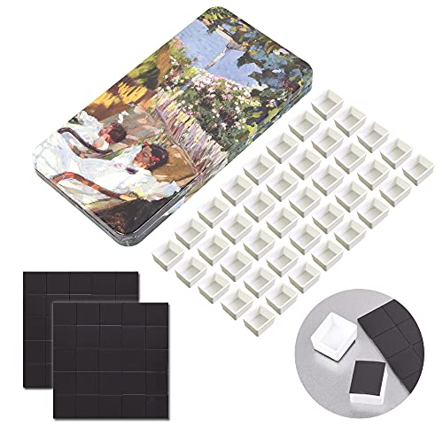 Qianshan 40Pcs Empty Half Pans with Magnetic Stripe Watercolor Paint Travel Tin Palette Case, Artist Paints Half Pan Kits for DIY Watercolor Oils or Acrylics Painting Art Drawing Garden - Image 2