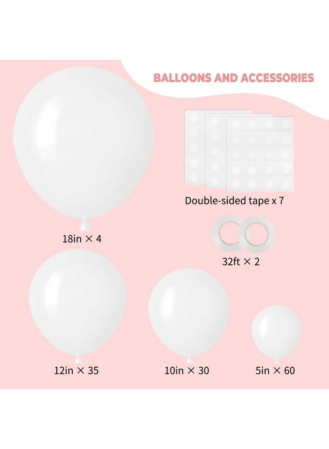 RUBFAC 129pcs White Balloons Different Sizes 18 12 10 5 Inch for Garland Arch,Party Latex Balloons for Birthday Party Wedding Anniversary Baby Shower Party Decoration - Image 2