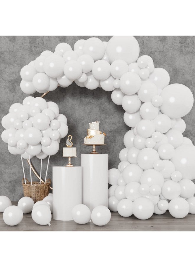 RUBFAC 129pcs White Balloons Different Sizes 18 12 10 5 Inch for Garland Arch,Party Latex Balloons for Birthday Party Wedding Anniversary Baby Shower Party Decoration - Image 1