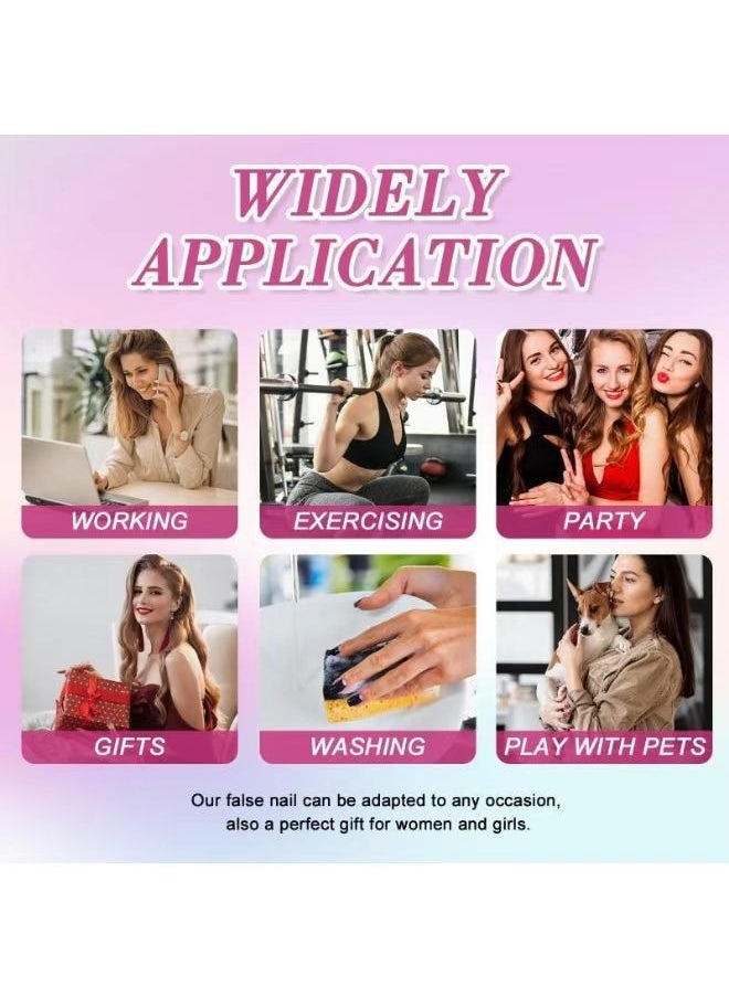 BTFMEI 24-Piece Almond Medium French Tip Presser Nails, Almond White Gradient Artificial Nails with Jelly Gel Adhesive for Women  - Image 4
