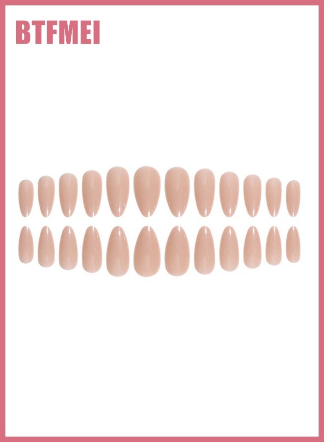 BTFMEI 24-Piece Almond Medium French Tip Presser Nails, Almond White Gradient Artificial Nails with Jelly Gel Adhesive for Women - Image 4