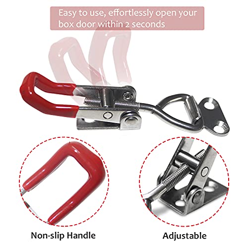 CUKAYO 2pcs Toggle Latch Clamp 4001, Adjustable 304 Stainless Steel Pull Hasp Latches, Quick Release Hand Tool Toggle Clamp for Smoker Lid Jig,Case Trunk,Door,220Lbs Holding Capacity - Image 2