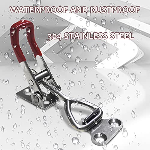 CUKAYO 2pcs Toggle Latch Clamp 4001, Adjustable 304 Stainless Steel Pull Hasp Latches, Quick Release Hand Tool Toggle Clamp for Smoker Lid Jig,Case Trunk,Door,220Lbs Holding Capacity - Image 3