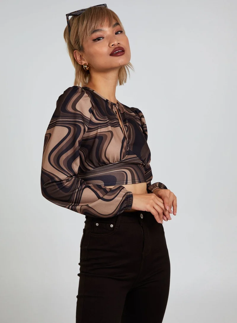 Pink Vanilla  Open Back Marble Print Top for Women | Best Price UAE