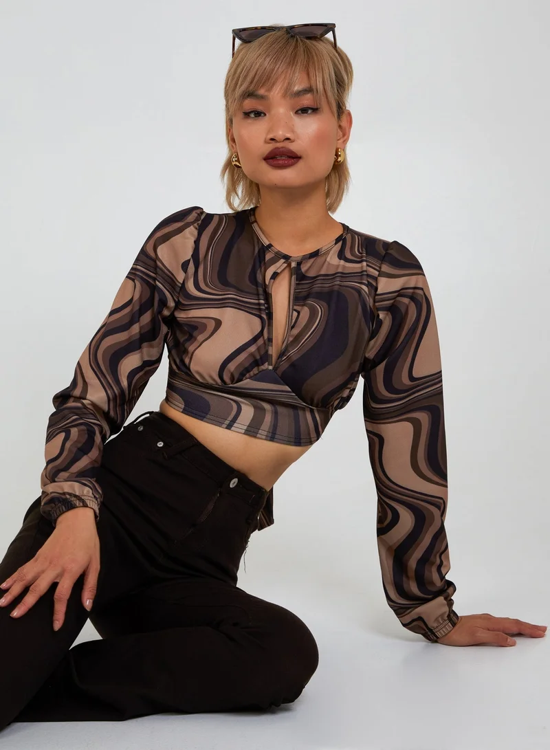 Pink Vanilla  Open Back Marble Print Top for Women | Best Price UAE