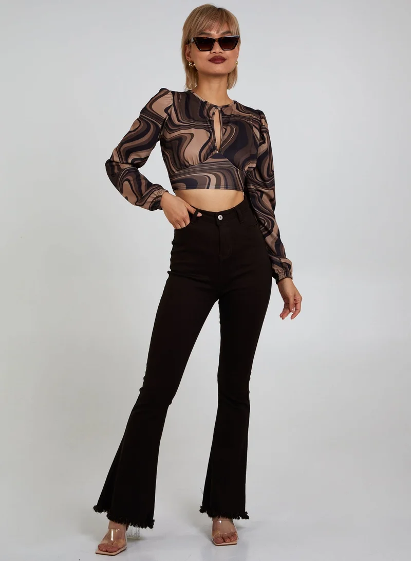 Pink Vanilla  Open Back Marble Print Top for Women | Best Price UAE