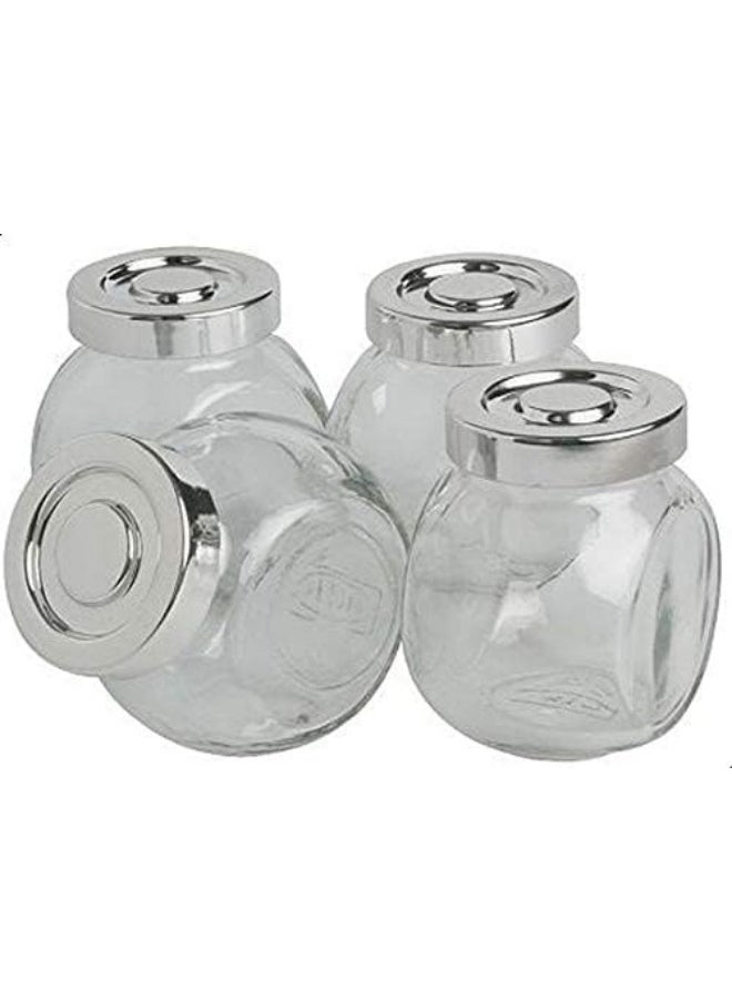 Generic 4 Piece Glass Spice Jars for Kitchen with Airtight Lid - 4 Piece Spice and Seasoning Set - Glass Spice Jar Set - Tall Glass Storage Container Set for Spices and Pulses - Transparent Airtight Spice Jars for Kitchen, Sugar, Coffee - 4 Pieces Topless Jars and Salt for Kitchen Food Storage, Tea, Coffee, Sugar, and Salt  - Image 2