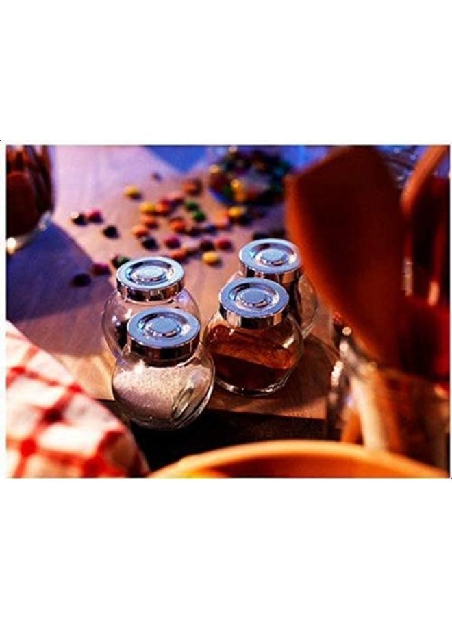Generic 4 Piece Glass Spice Jars for Kitchen with Airtight Lid - 4 Piece Spice and Seasoning Set - Glass Spice Jar Set - Tall Glass Storage Container Set for Spices and Pulses - Transparent Airtight Spice Jars for Kitchen, Sugar, Coffee - 4 Pieces Topless Jars and Salt for Kitchen Food Storage, Tea, Coffee, Sugar, and Salt  - Image 3
