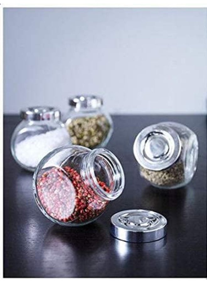 Generic 4 Piece Glass Spice Jars for Kitchen with Airtight Lid - 4 Piece Spice and Seasoning Set - Glass Spice Jar Set - Tall Glass Storage Container Set for Spices and Pulses - Transparent Airtight Spice Jars for Kitchen, Sugar, Coffee - 4 Pieces Topless Jars and Salt for Kitchen Food Storage, Tea, Coffee, Sugar, and Salt  - Image 1