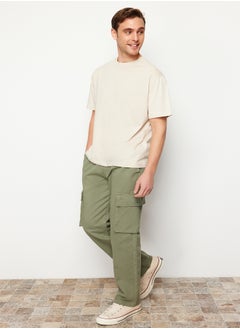 trendyol Light Khaki Unisex Regular Fit Elastic Waistband Cargo Pocket Trousers TMNSS24PL00003  - Image 5