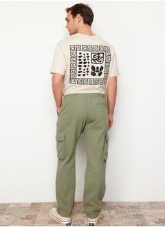 trendyol Light Khaki Unisex Regular Fit Elastic Waistband Cargo Pocket Trousers TMNSS24PL00003  - Image 4